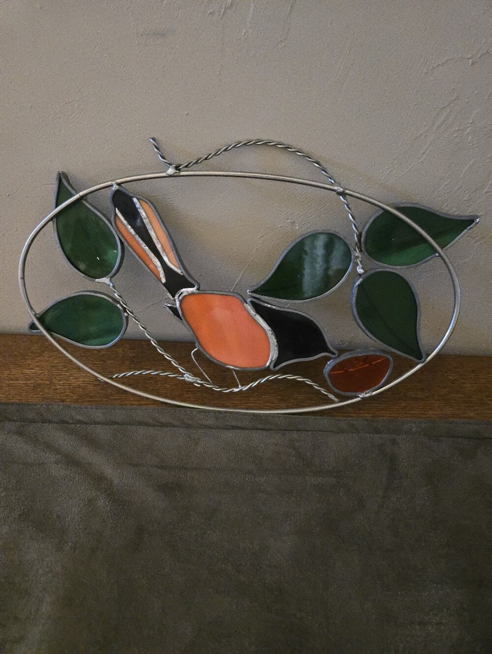 Handmade Stained Glass Oriole Suncatcher - Picture 2 of 3